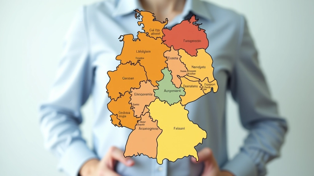 Karte Deutschlands mit farblich markierten Regionen, östliche und westliche Bundesländer unterschiedlich hervorgehoben